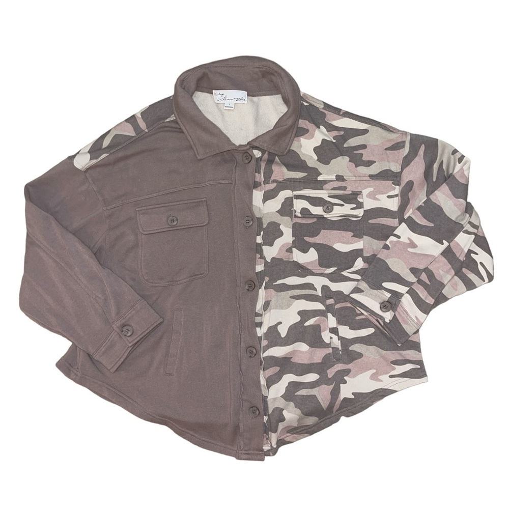 Vintage Havana two tone Colorblock pink camo shacket women’s size large
